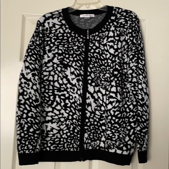 Allison Daley Cardigan Sweater Black/White with zipper. Size Large - Picture 1 of 2